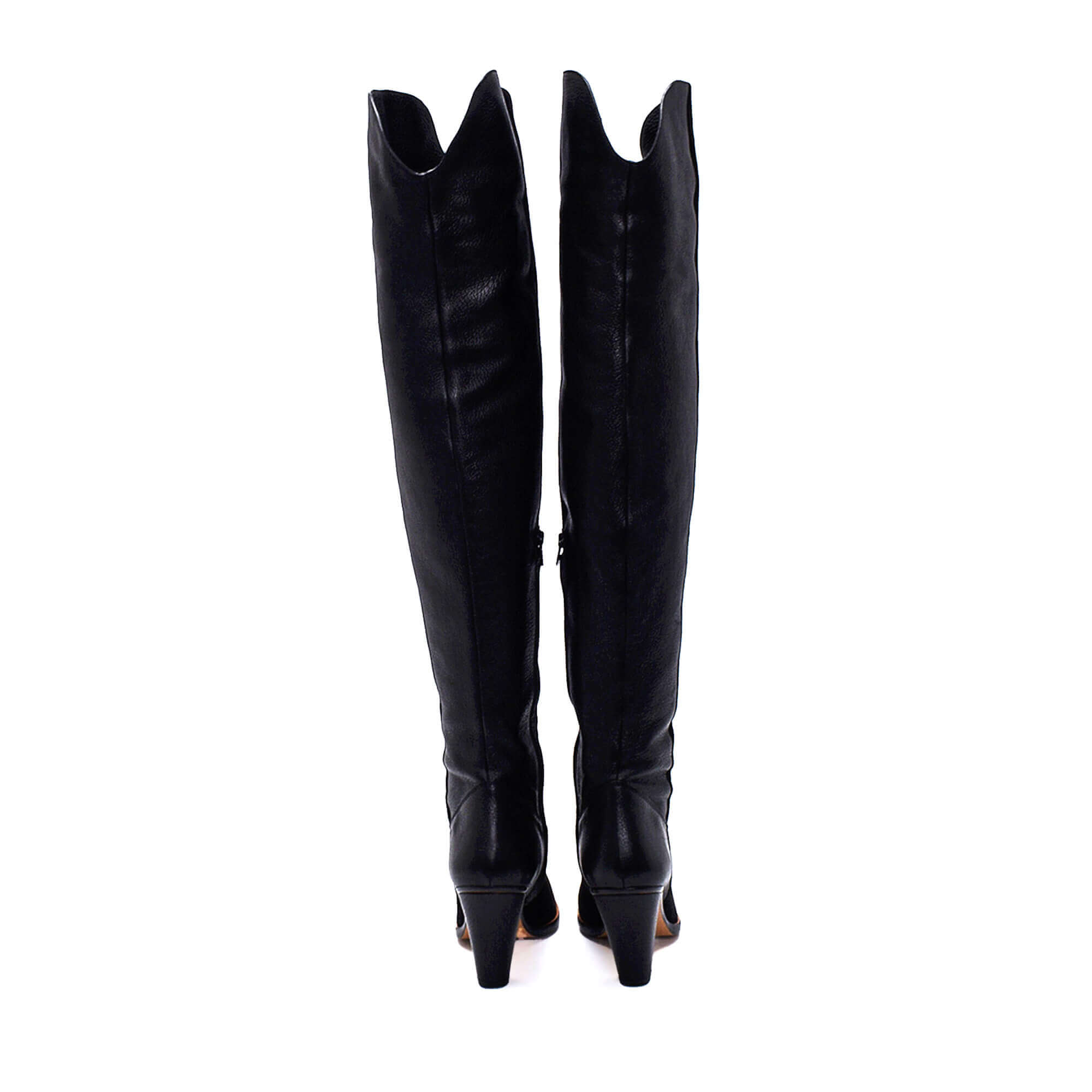 Chloe - Black Suede & Leather Over The Knee Boots